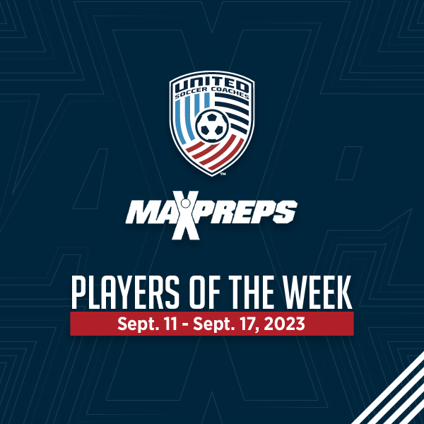 Congratulations to the 37 boys and 25 girls who have been named United Soccer Coaches/MaxPreps High School State Players of the Week for their on-field efforts from Sept. 11 - Sept. 17.

Read more: bit.ly/3RqpF6e