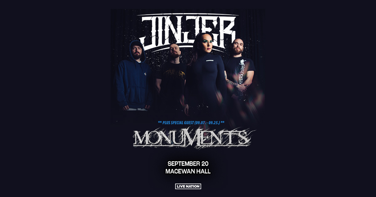 macewanhall's tweet photo. Tonight! @Jinjerofficial and special guests @thisismonuments are live at MacEwan Hall
Limited tickets available at the door or online now at https://t.co/rqmKMxw6YU
Doors:6PM
Show: 7PM
#Jinjer #yyc #metalcore #yycevents #yycconcerts #CalgaryMusic #yycscene #MacHall https://t.co/0TzuSymWHF