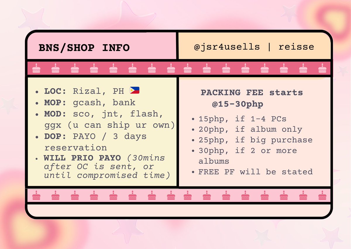 jsr4usells's tweet photo. ꒰ reisse bns ꒱ @jsr4usells ࿐ ִ ۫ ⭒  

✧⁠*⁠。bentables: #jsr4usells
✧⁠*⁠。feedbacks: #fromreisse #reisseproofs
✧⁠*⁠。updates: #jsr4updates #reisseupdates
✧⁠*⁠。giveaways / free claim: #jsr4ugives 

carrd: https://t.co/dnIVdhpkKz https://t.co/K8nap4dpv7