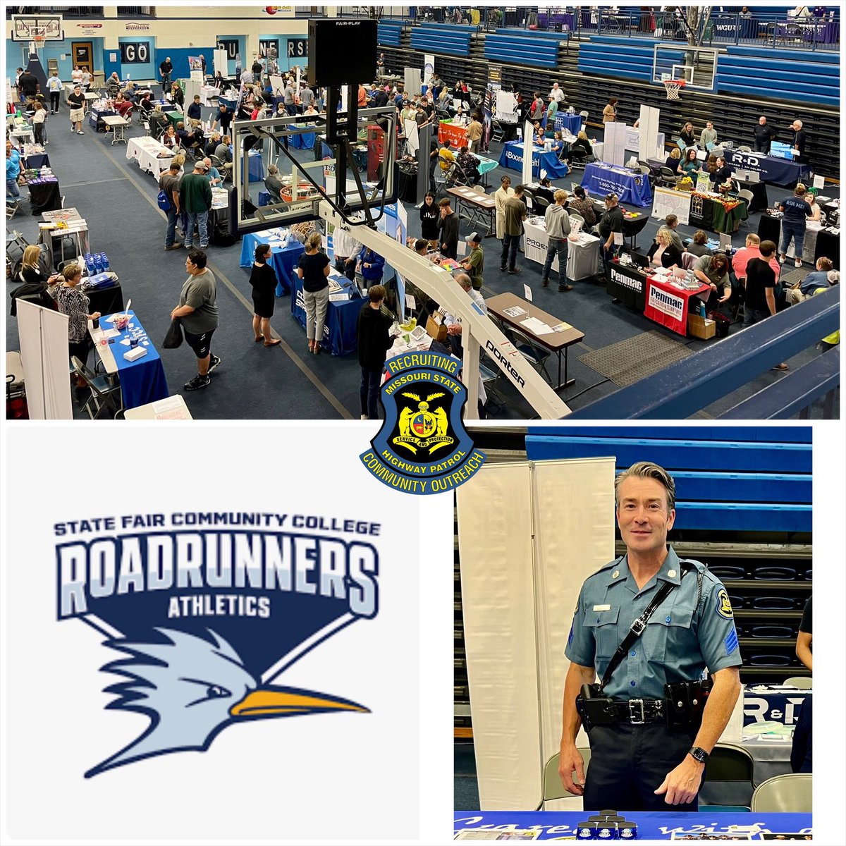 MSHPRecruiting's tweet photo. Recruiters are out at the @sfccmo Job &amp; College Transfer Career Fair! Come out and find your role with the Patrol. Here until 1:00pm! 
https://t.co/P5wIyeUevc #findyourrolewiththepatrol https://t.co/m8XHvQh9wT