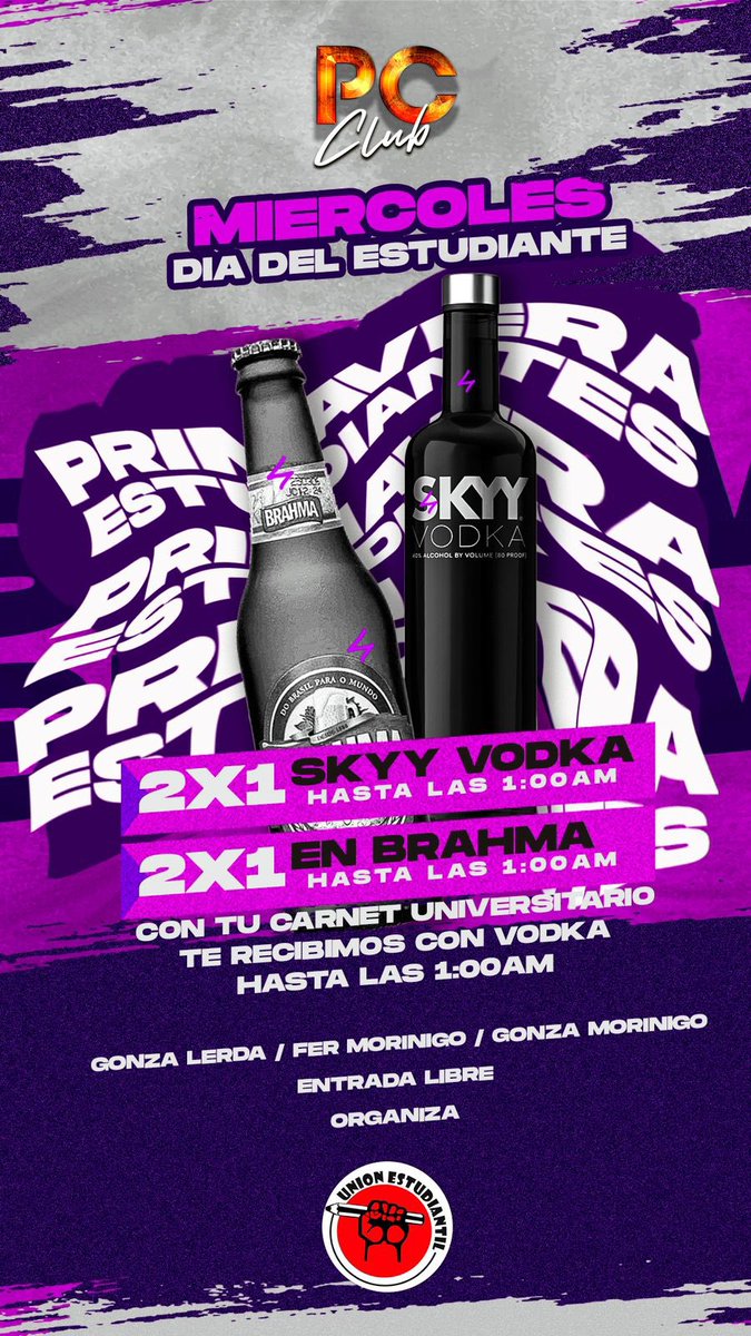 pueblochicoclub's tweet photo. 🔥 MIERCOLES DE PUEBLO 🎉

😍HOY SE SALEEEE

👨‍🎓RECIBIMOS EL DÍA DE ESTUDIANTE Y LA PRIMAVERA🌺

🍻 🍻SORTEOOOO🍻🍻

✅ 1 Combo Skyy
✅ 1 Combo Skyy
✅ 1 Champagne 
✅ 1 stela 
✅ 1 Brahma
✅ balde de Bud 
✅ 1 Quilmes stout 
✅ 1 Combo Du

➡️Dale Fav
➡️ Rt
➡️ Menciona a 2 amigos https://t.co/iBZfgIBpGl