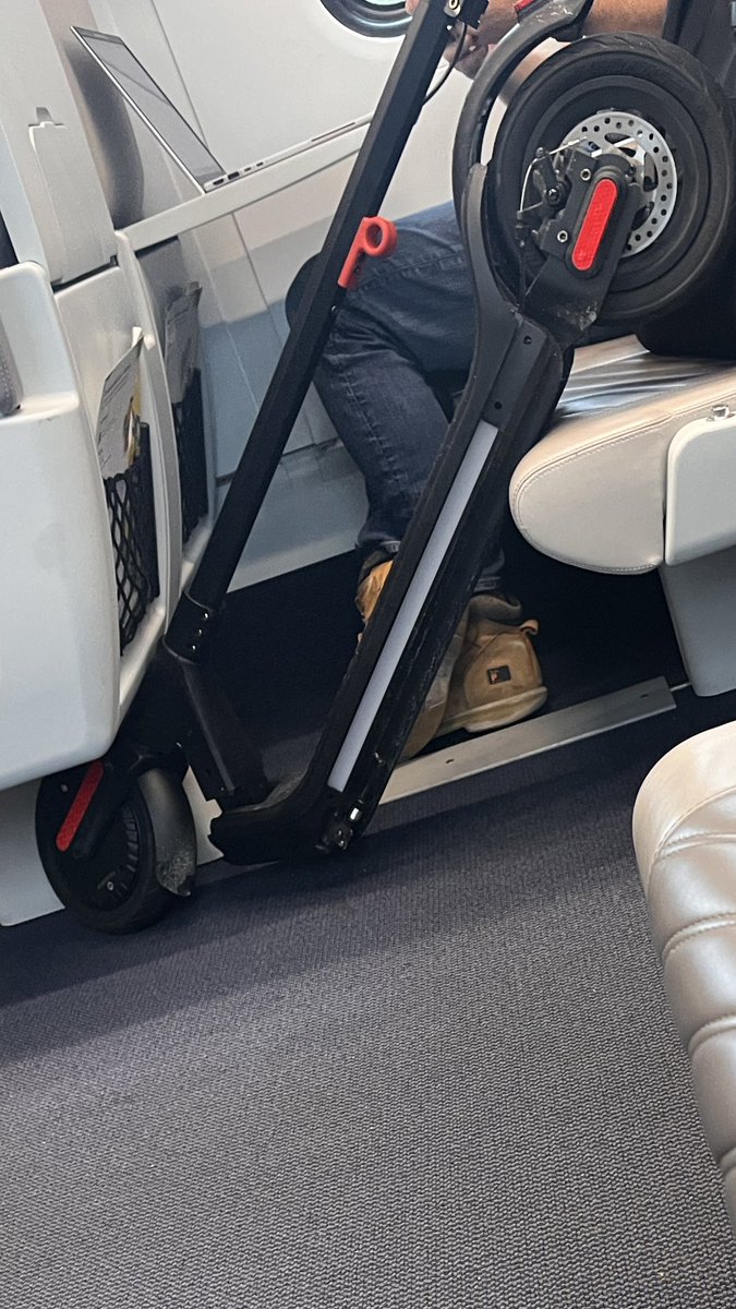 couthetiquette's tweet photo. @gobrightline #Brightline staff members are allowing dirty street scooters to be placed on seats on BrightGreen - it's no wonder everything is so dirty on the train https://t.co/2pQCzL2YdG