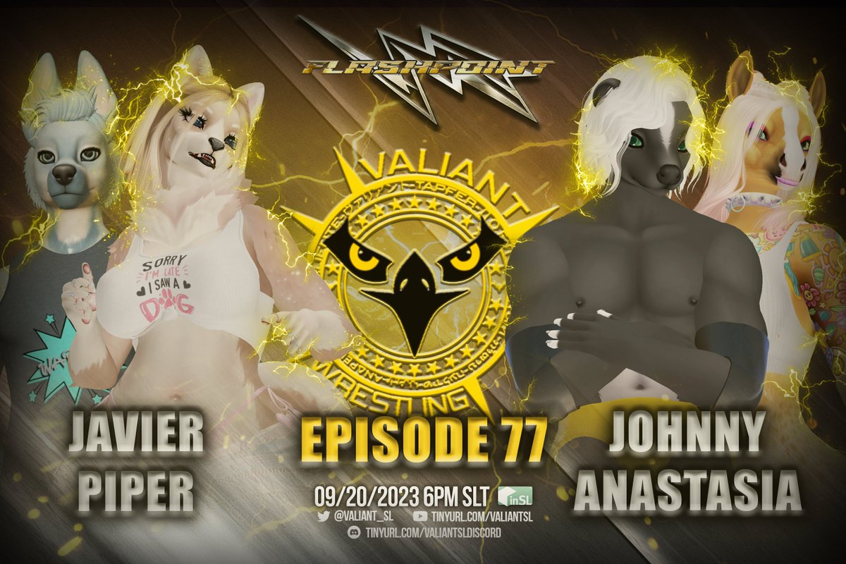 Tonight, we're back for another episode of #VWFlashpoint!

Rising star @Spookmegood takes on <a href="/ASpearheart_SL/">Athena Spearheart</a>!

In the main-event, <a href="/ScooterTimeJA/">Javier "Scooter Time" Azul</a> teams with Piper to take on the team of @JReynoldsVW and Anastasia!

It all begins at 6:00 PM SLT!

SLURL: maps.secondlife.com/secondlife/Dee…
