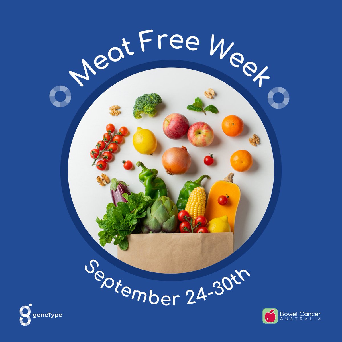 Gene_type's tweet photo. Limiting the amount of meat & processed meats you consume can help lower your risk of developing #BowelCancer. That's why @BowelCancerAust is encouraging Australians to join #MeatFreeWeek from 24-30 September 2023 to spread awareness: https://t.co/QHGdrAsEkW @MeatFreeWeekOrg https://t.co/Hpk2ZL50nK