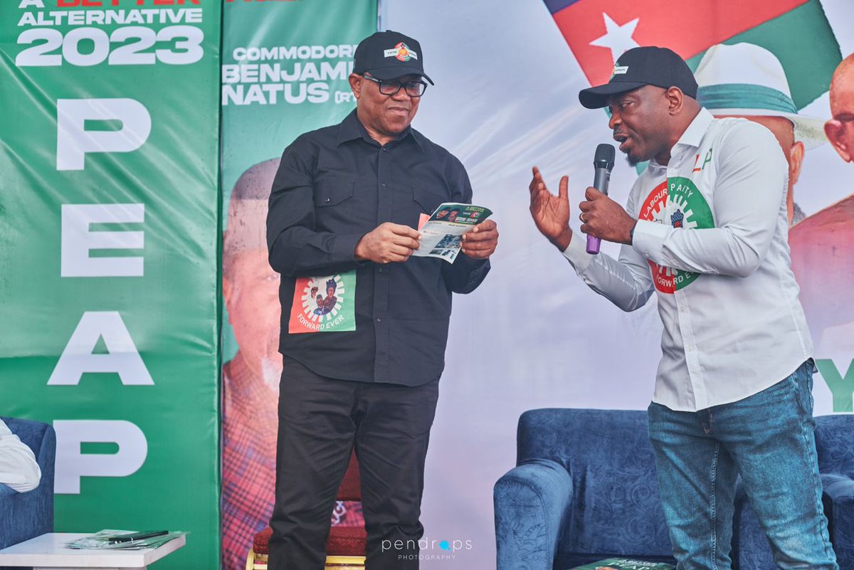 PeterObi's tweet photo. On Tuesday, I and the National Working Committee of our Party, led by Barr. Julius Abure, were in Bayelsa State for the Presentation of our gubernatorial candidate Engr. Udengs Eradiri, and his citizen's charter. https://t.co/uu9fsz2sdu