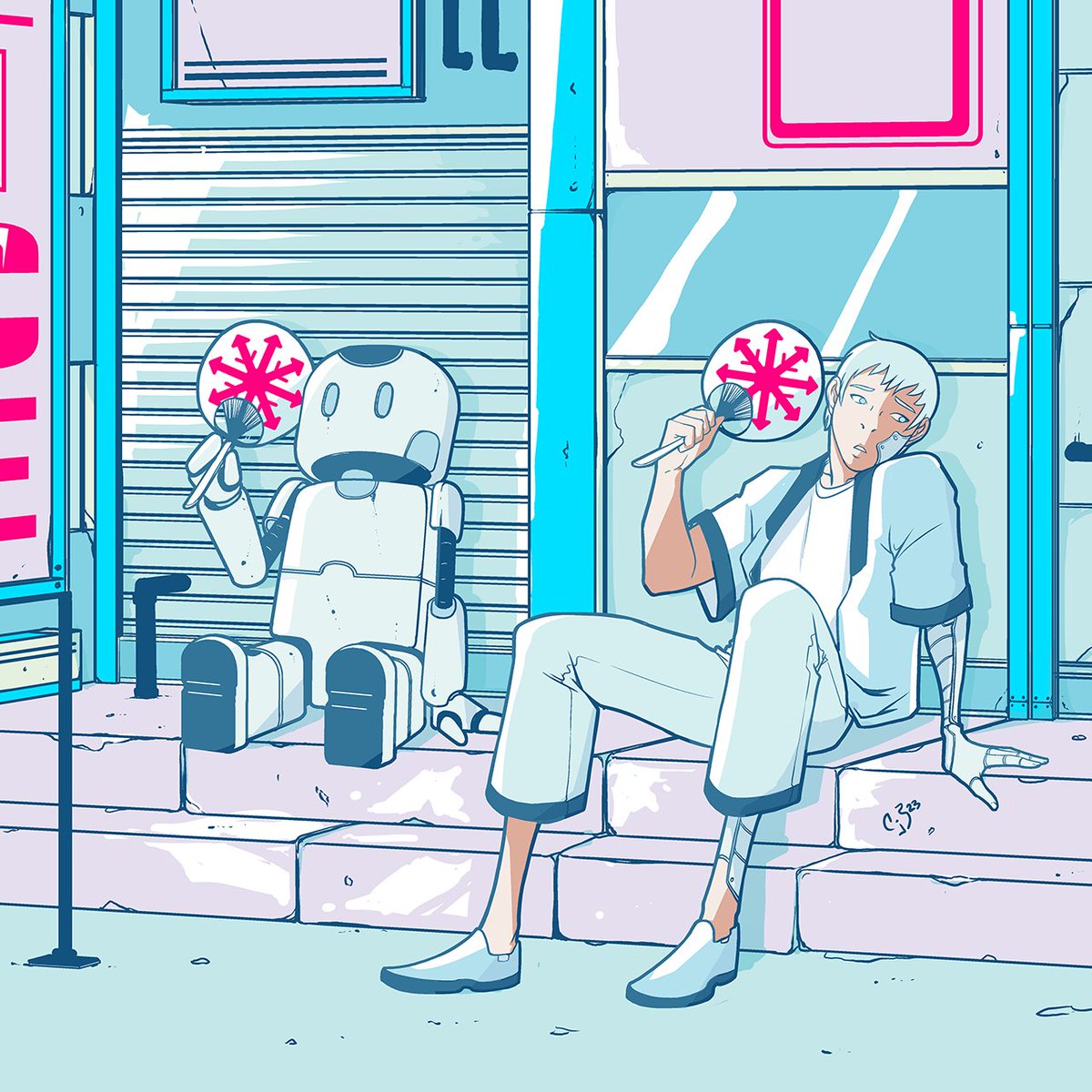 cjjoughin's tweet photo. Robot cyborg summer solidarity, overheating problems https://t.co/AFUCO2nIxf