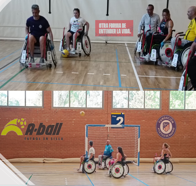 futbolensilla's tweet photo. La fundación del Atlético de Madrid apostó por tener un equipo de @futbolensilla y desde hace tiempo los integrantes de equipo de A-ball entrenan en la Rozas para aprender y mejorar cada día en esta nueva disciplina deportiva.  #divierteteconelaball  #igualdad   #deporteinclusivo https://t.co/BCdSz3fhCh