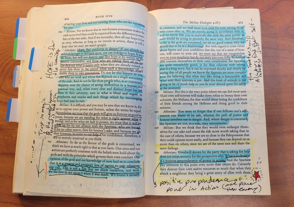 It is that time of year when I teach Thucydides and sigh and ponder over Melos, just as I did as a freshman in Dean Dawsey's Western Traditions class.  I've probably read the Melian Dialogue a hundred times since, to tutor and teach, and it still moves me every time.
