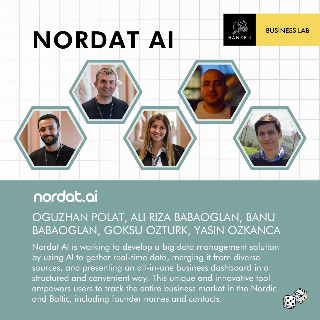 nordat_ai's tweet photo. 🚀 Hanken Business Lab - Playground 

Pleased to announce that Nordat AI is one of the startups that has been chosen for the newest batch of Hanken Business Lab - Playground.

We are happy to take part in this exciting journey! 
Thank you for the warm welcome.

#HankenBusinessLab https://t.co/YuA1M56awX