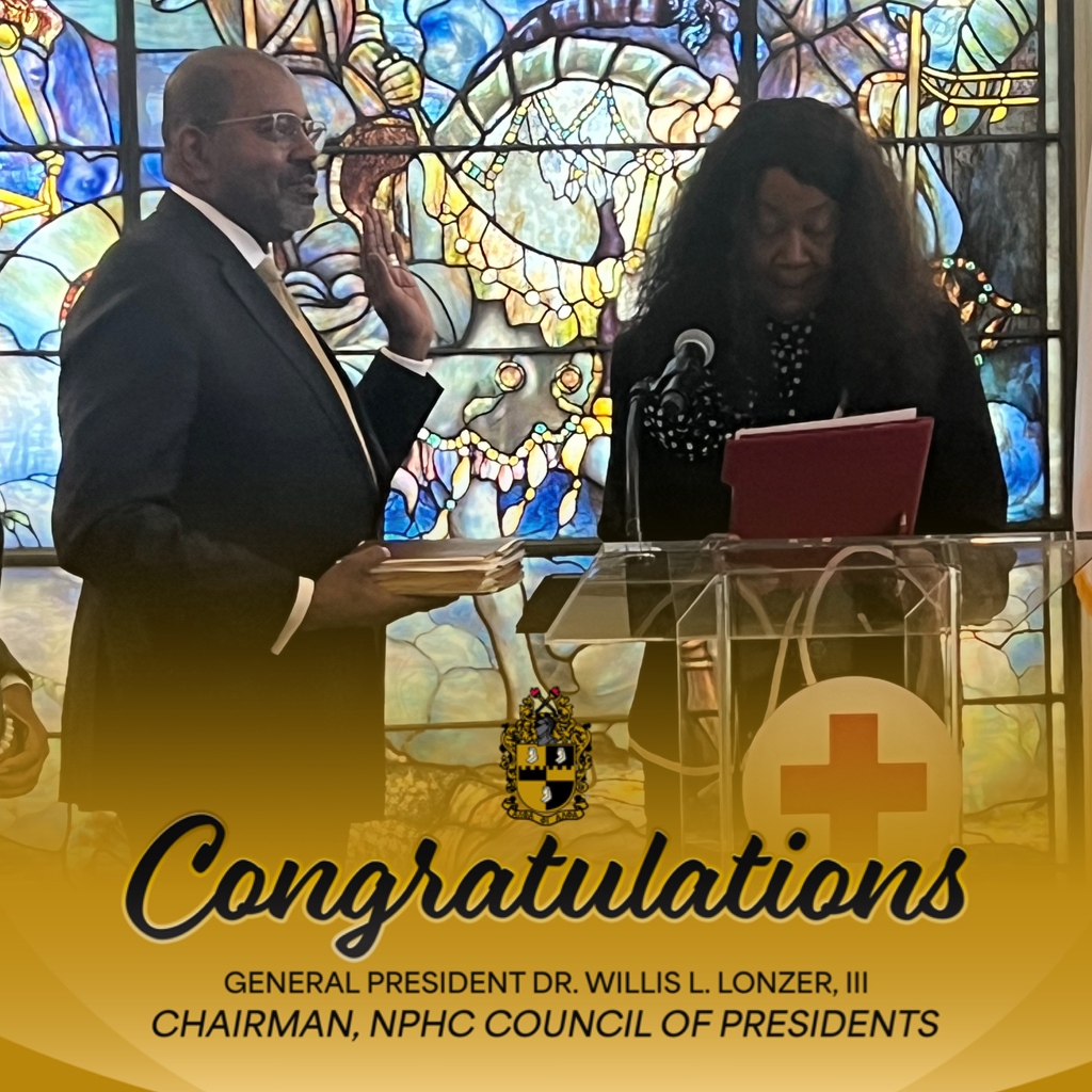 apa1906NETwork's tweet photo. Congratulations to Alpha Phi Alpha Fraternity, Inc. General President Dr. Willis L. Lonzer, III who was named and sworn-in as chairman of the Council of Presidents of the National Pan-Hellenic Council, Inc.

#APA1906Network #MenOfDistinction 
#NPHCCouncilOfPresidents https://t.co/0oZ0E2WFYl
