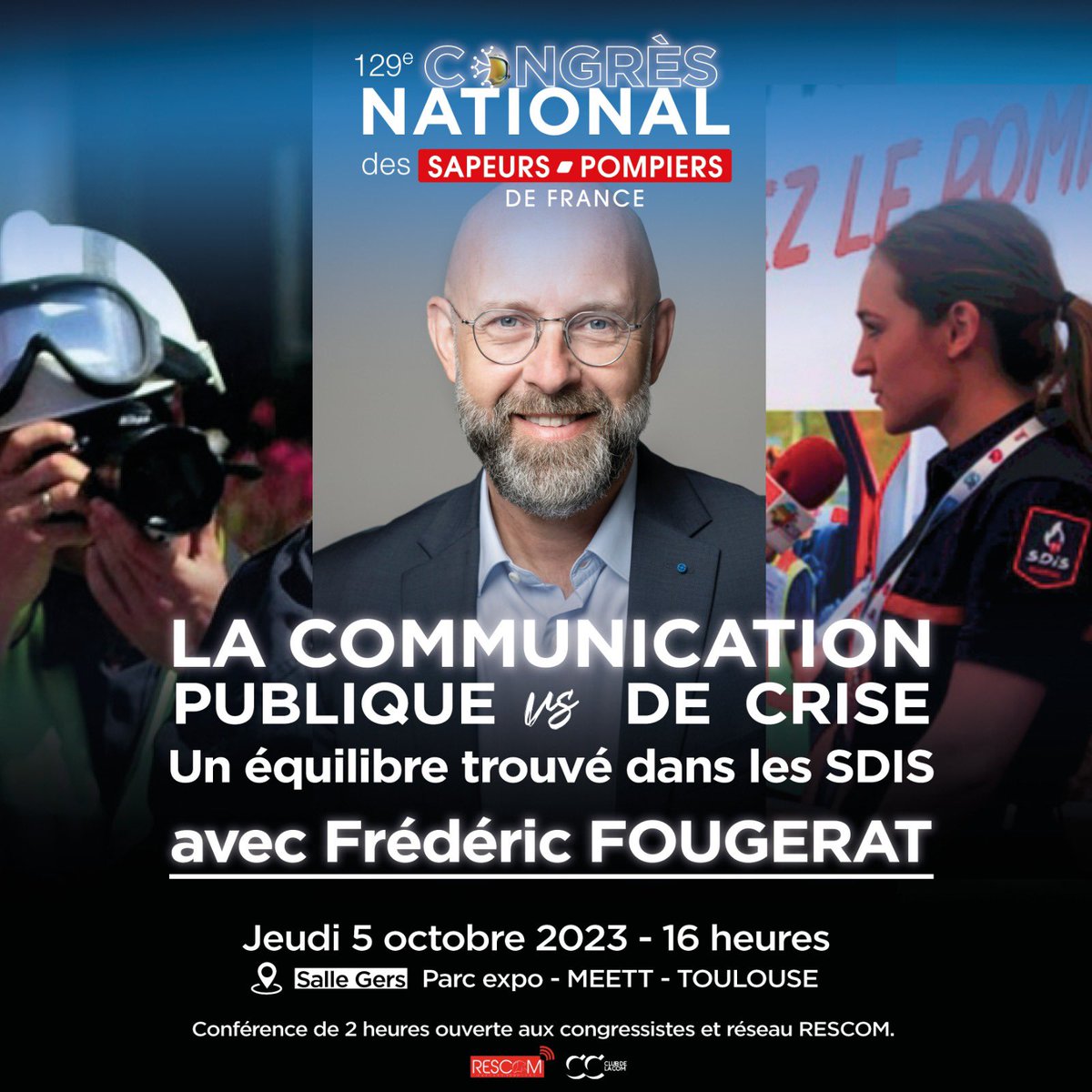 #CONFÉRENCE | C’est avec un immense plaisir que nous accueillons cette année <a href="/fredfougerat/">Frédéric Fougerat</a> pour la traditionnelle conférence RESCOM des SDIS au <a href="/cnspf2023/">Congrès national des pompiers de France 2023</a>. 
➡️ #compublique et #comdecrise seront au programme ! 😉
Amis communicants, venez nombreux !