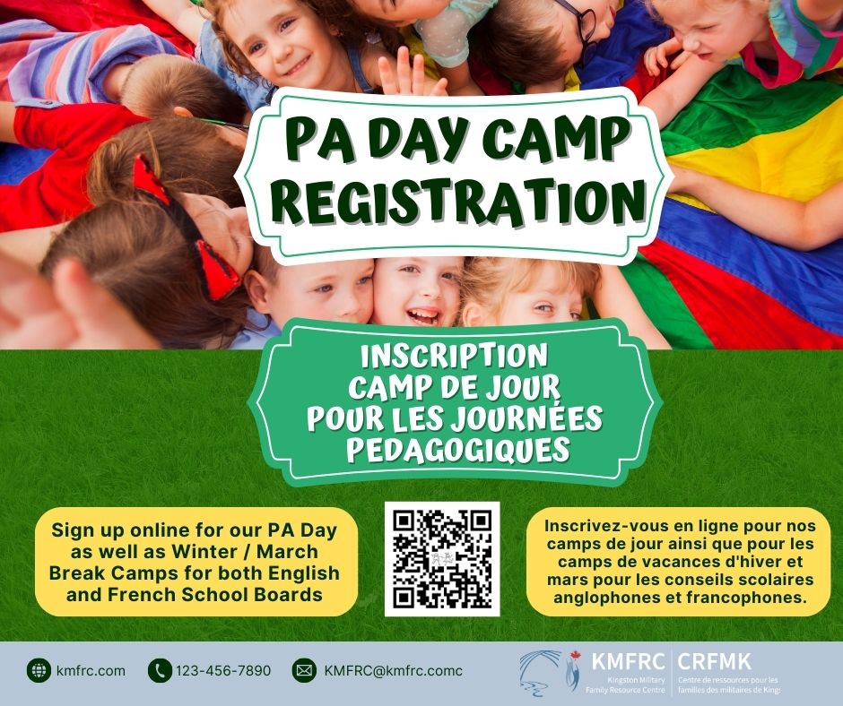 Don't forget, PA Day, Winter and March Break Camp registration is available online. 
N'oubliez pas que les inscriptions aux camps de jour, d'hiver et de vacances de mars de l'AP sont disponibles en ligne.
 #PADay #RegistrationOpen #KMFRC