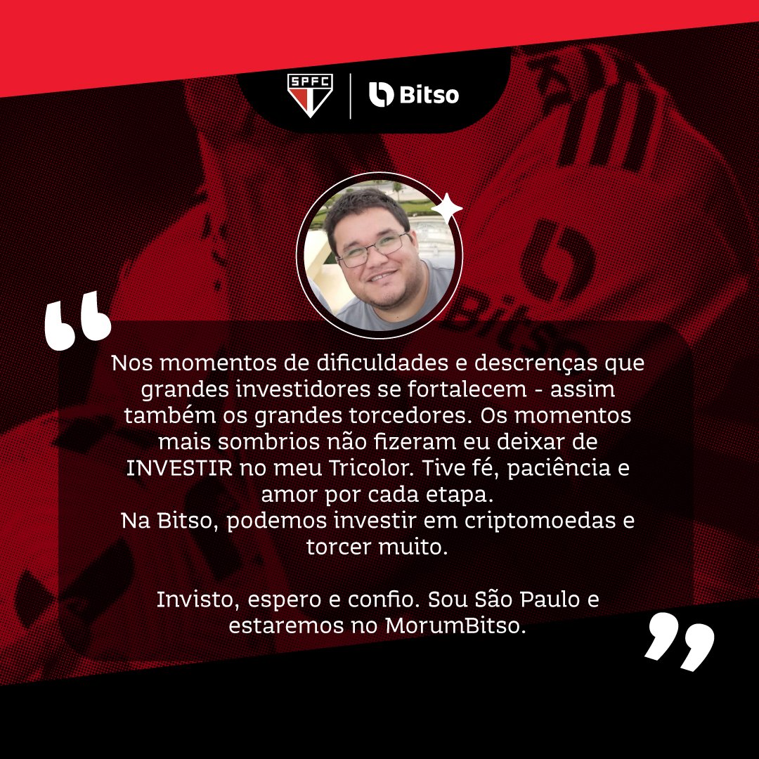 BitsoBr's tweet photo. 🎉 O Thiago Aranha Reis é o Dono do Camarote Bitso na final da Copa do Brasil no próximo domingo! 🎉
Thiago e mais 25 amigos irão curtir esse momento histórico no #Morumbitso como retorno do seu investimento na paixão pelo time e na criatividade da resposta. 😉
O segundo e terceiro lugar também ganharam, cada um, uma camisa do Tricolor paulista:
🥈Ewerton Dorival Luchese
🥉Guilherme Francisco Poppi
👉 Agora, se você não ganhou, não fique triste! Seus investimentos continuam rendendo na Bitso e seus dólares digitais multiplicando com Bitso +!
A Bitso agradece a todos pela participação e vamos juntos torcer por esse título para o Tricolor! 🏆💓🤍🖤