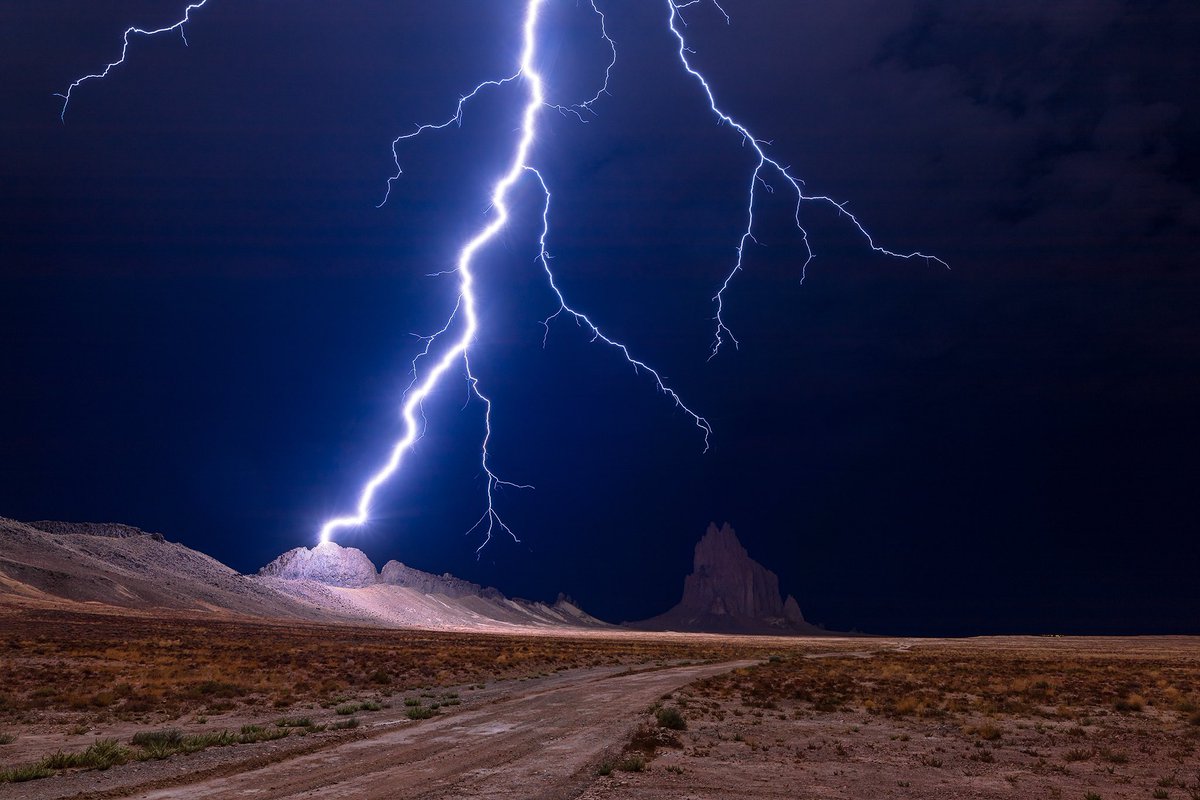 Took a chance on a setup I liked and had one of the best lightning nights of my life at Shiprock on Monday night! #nmwx