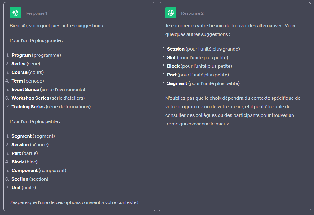 arnolem's tweet photo. J'utilise beaucoup #ChatGPT pour trouver des termes permettant de faire de la modélisation de données. https://t.co/tUqdQ56yUa