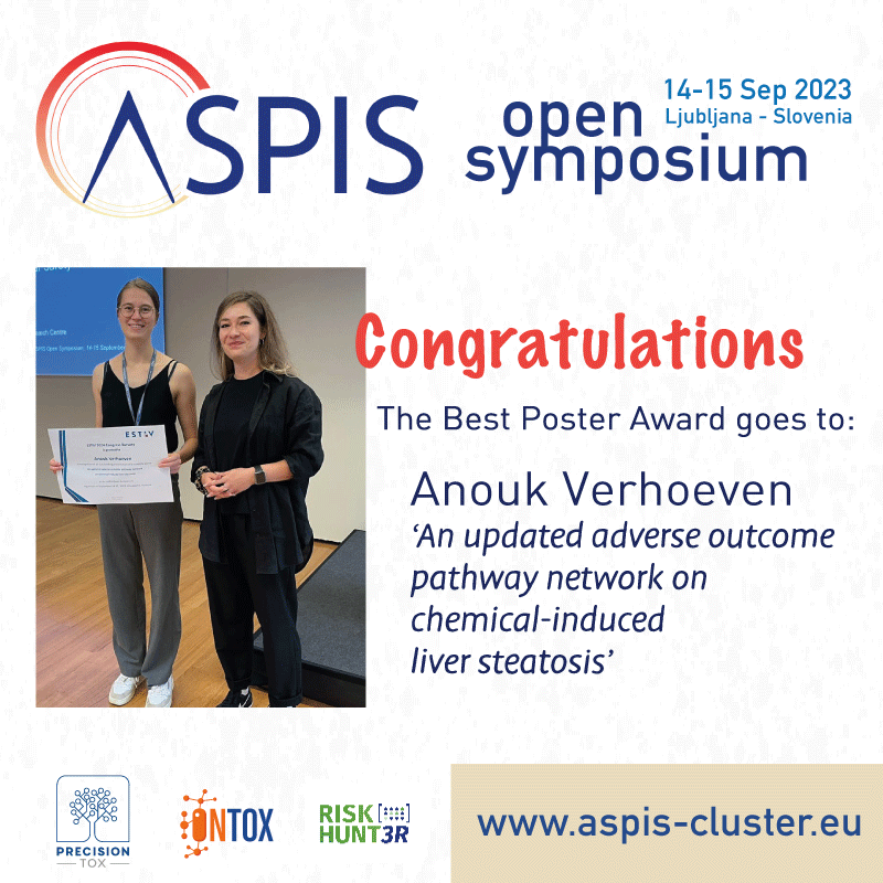 Congrats to @AnoukVerhoueven, winner of the ASPIS Open Symposium Best Poster Award!
Anouk's effort was rewarded by the European Society of Toxicology in Vitro ESTIV with an ESTIV 2024 Congress Bursary. ESTIV Congress will occur from 3 to 6 June 2024 in Prague, Czech Republic
