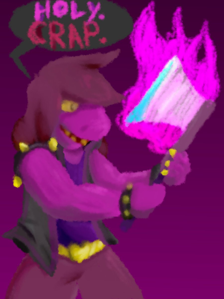 Root_Drinko's tweet photo. I was initially worried about how this was gonna turn out, but I'm happy I stuck with it!
Susie while she was alone #DELTARUNE https://t.co/mHn2eDRL3O