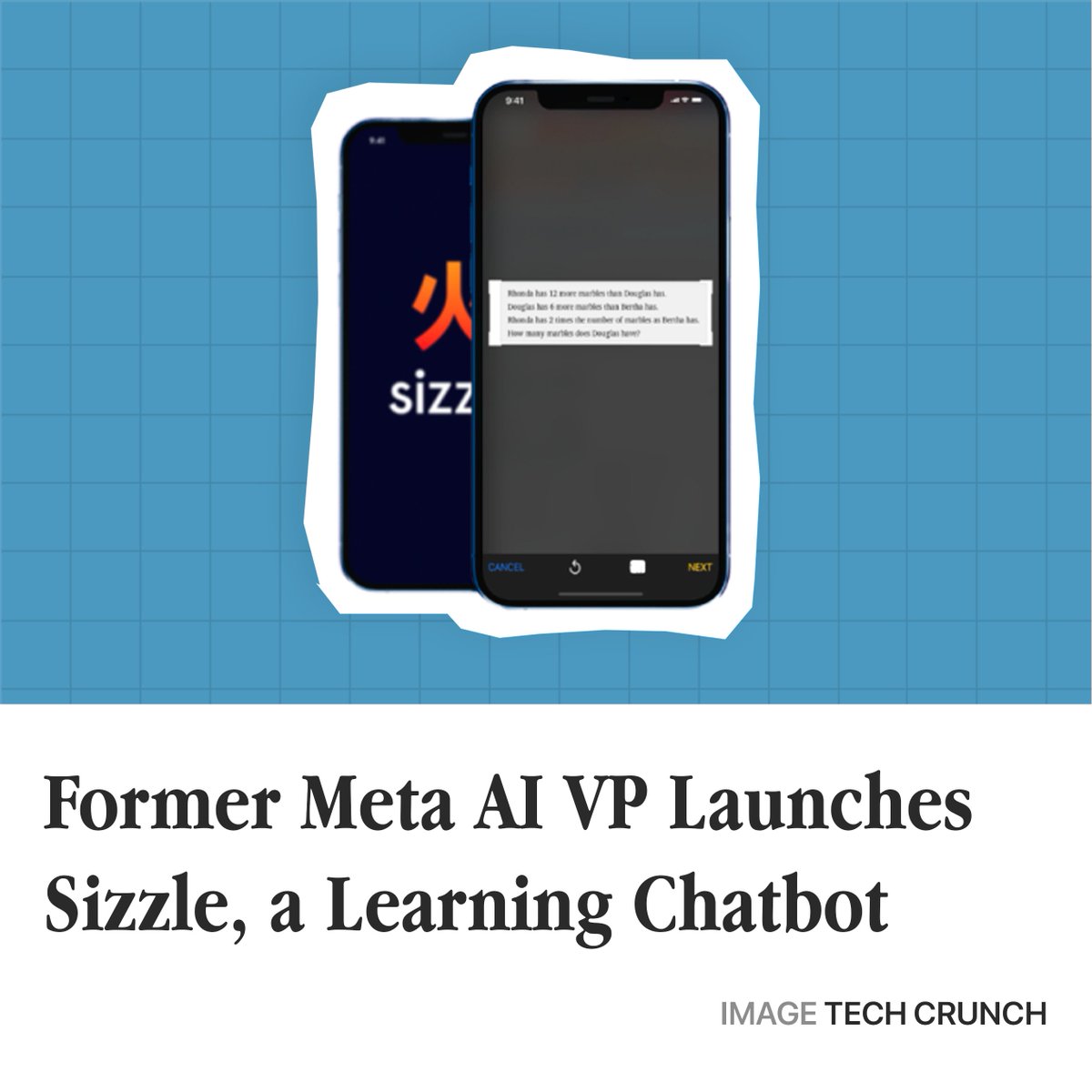 devnotesdaily's tweet photo. Jerome Pesenti, former vice president of AI at Meta, has founded Sizzle, a free AI-powered learning app that offers step-by-step guidance for math equations and word problems. #Sizzle #AIChatbot #MathTutor https://t.co/72lN3yzWKh