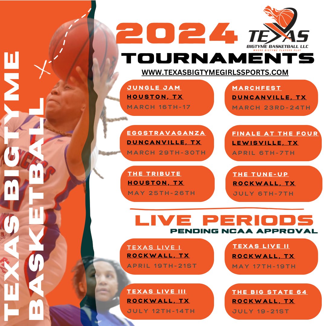 It's here, the 2024 listing of tournaments.  Mark your calendars and hit #TheBaselinePodcast up for deals.  #DontHaveToLeaveTX <a href="/DamionMcKinney/">FLY SWIFT MANAGEMENT L.L.C.</a>