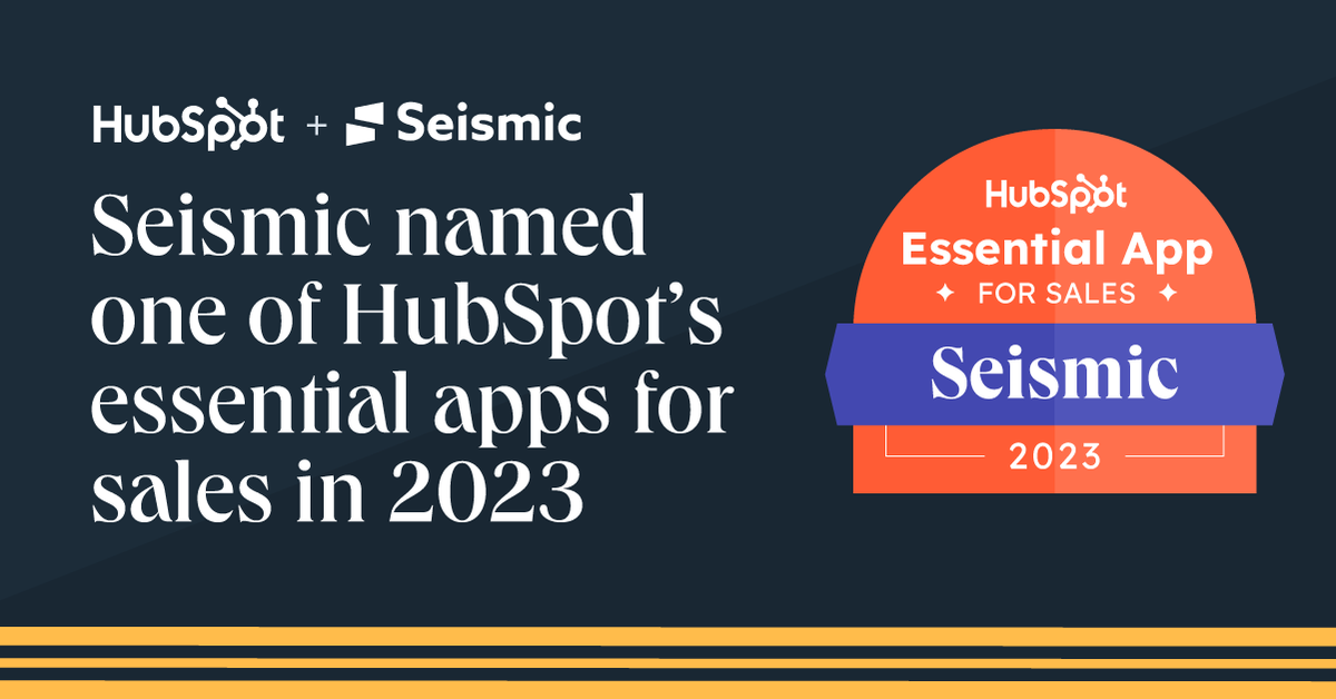 KD_Seismic's tweet photo. Great to see that HubSpot has named Seismic an Essential App for Sales in 2023! 🥳🚀🎉

Learn more and try our HubSpot integration here: https://t.co/PmABF4yI7L https://t.co/A1zlR7Jlm4
