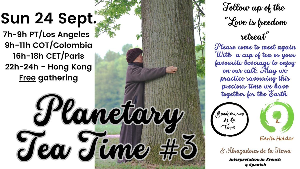 We are delighted to extend an invitation for a special online gathering happening this Sunday Sept. 24th! Planetary Tea Time #3 is a space to celebrate a new season &amp; mark the continuation of our recent Global Earth Retreat, “Love is Freedom”.

click here:
mailchi.mp/earthholder.or…