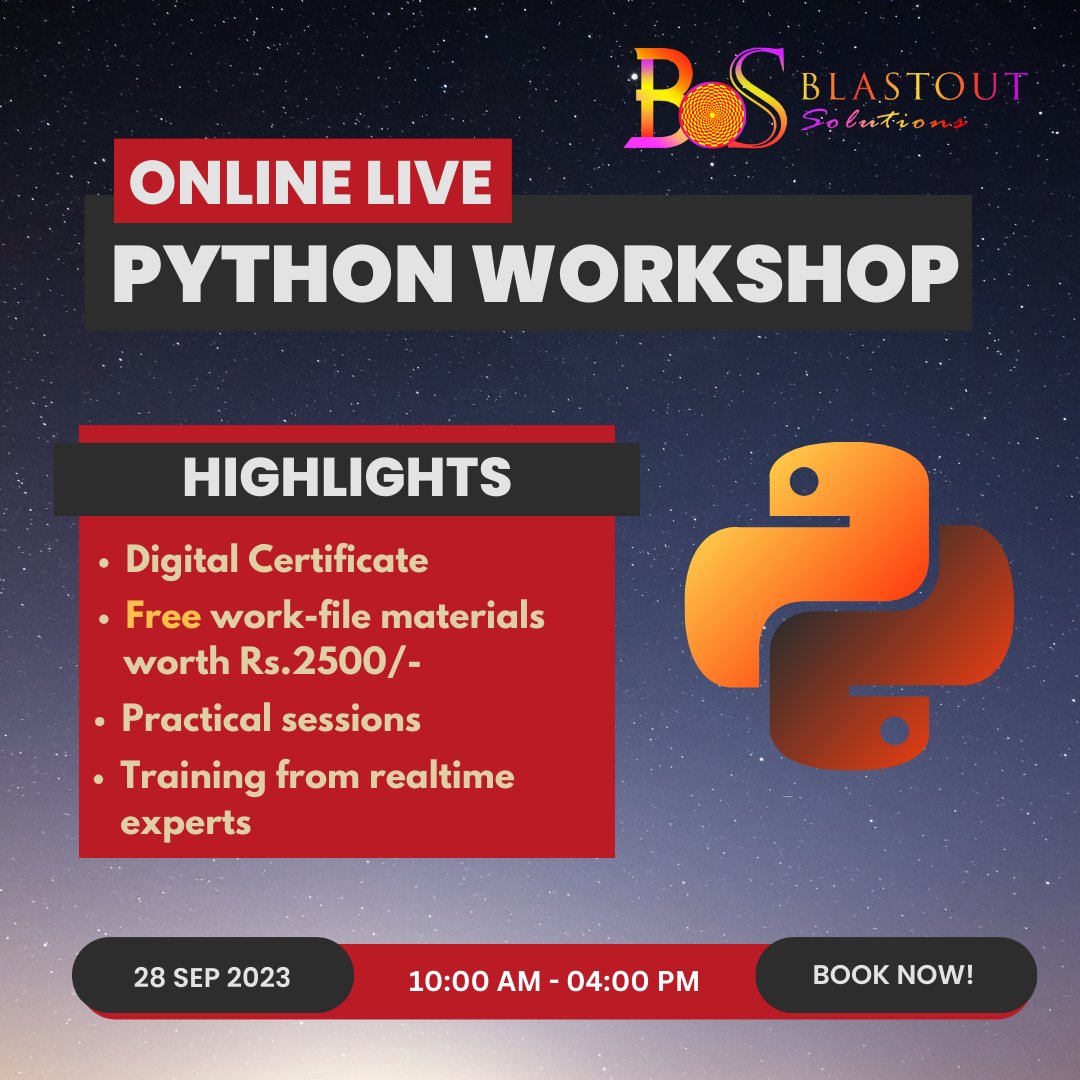 BOS_elearning's tweet photo. #python #Python Programming #Python Course #workshop  #Python Workshop https://t.co/VRw7fpgkuS