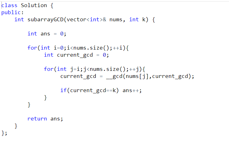 KhatikSwwapnil's tweet photo. Day 53 of #100DaysOfCode! 🚀 Nailed "Number of Subarrays With GCD Equal to K" using proper Brute Force 📷#Cpp #DSA #CodingChallengeVictory #ProgrammingWin #CodeBreaker #leetcode https://t.co/nMJdHXlmCT