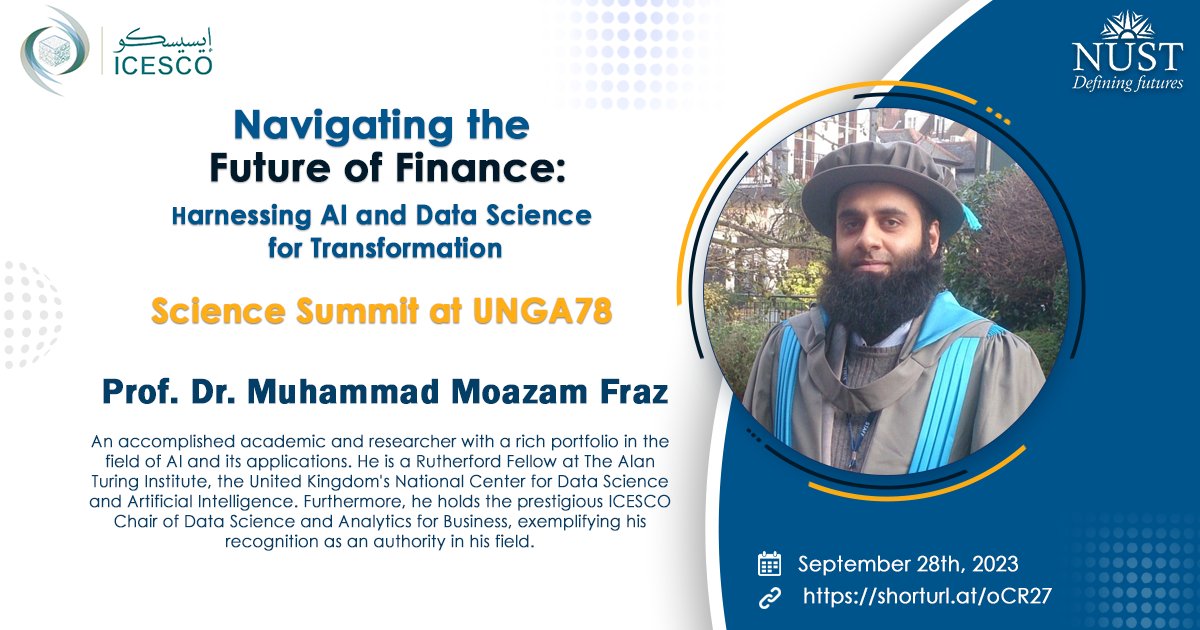 icesco_nust's tweet photo. Meet Prof. Dr. Muhammad Moazam Fraz, an AI and research expert joining Science Summit at UNGA78. As Director of MachVIS Lab at SEECS, NUST, he's led innovative projects funded by EU's Horizon 2020, DAAD Germany and more!
Register here https://t.co/evz94Oai3Q
#ICESCO #NUST #UNGA78 https://t.co/8DZPpFxG0K