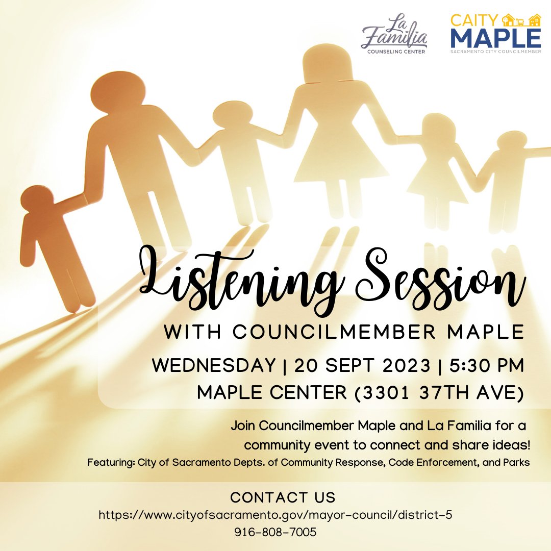 CaityMapleD5's tweet photo. Don't miss out on our first Listening Session tonight at 5:30 -- let us know how YOU #ThriveInD5! Including a Q&A with City DCR, Parks, and Code Enforcement staff, this is your opportunity to meet directly with Councilmember Maple and let us know what's important to you. https://t.co/W5JDbNVKCT