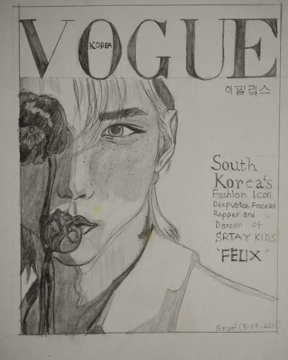 srutigh20's tweet photo. @Stray_Kids 
Felix x Vogue magazine fanart.

#FELIXxLouisVuitton #felix #FelixMakingItIconicAt23 #StrayKids #Straykidsfanart #VogueKorea #VogueCover https://t.co/rNZqZb3HdH