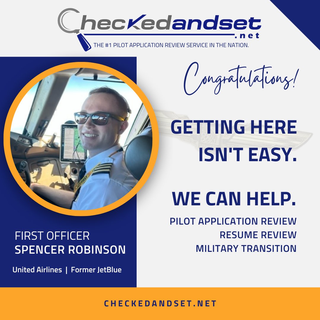 CheckedAndSet's tweet image. Congratulations, Spencer!

Getting to @United isn’t easy.
We can help.

Schedule your consult today.

#aviationjobs #pilotjob #aviationcareer #pilot #military #armedforces
#checkedandset #unitedairlines
