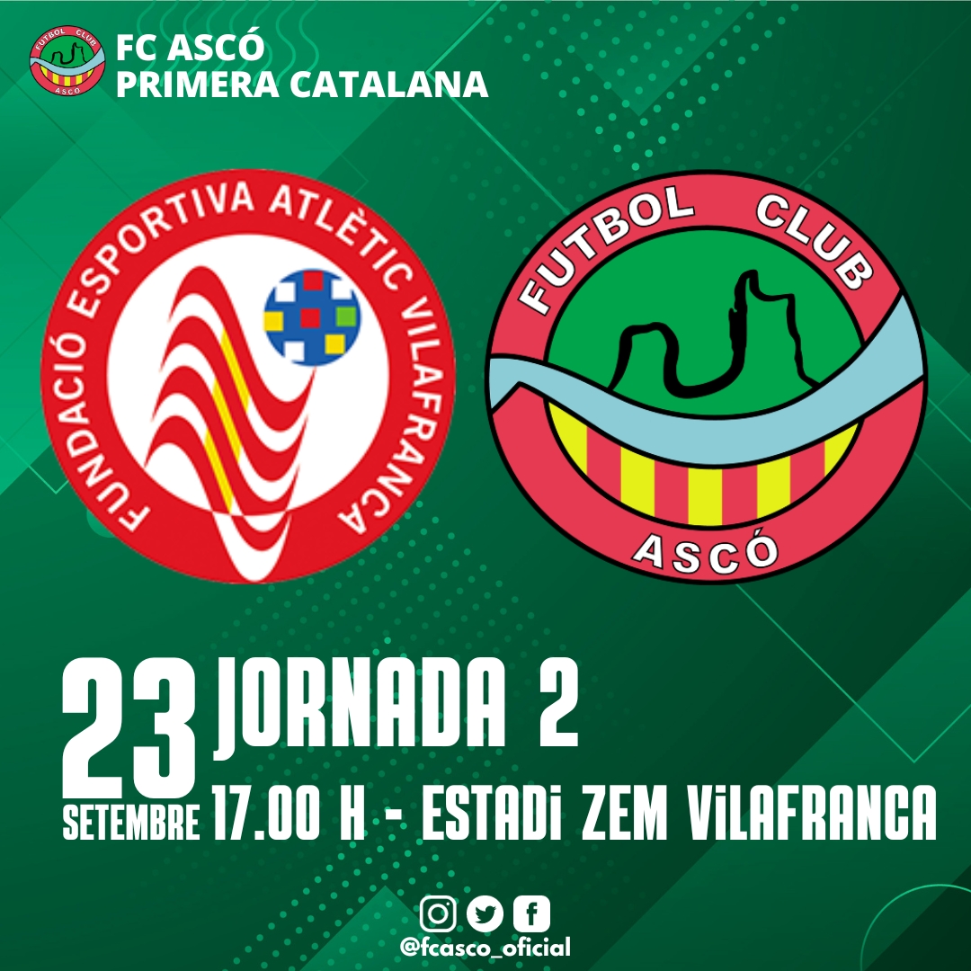 fcasco_oficial's tweet photo. 🟢 𝗣𝗥𝗜𝗠𝗘𝗥𝗔 𝗖𝗔𝗧𝗔𝗟𝗔𝗡𝗔 2️⃣3️⃣/2️⃣4️⃣

⚽️ JORNADA 2 - Grup 3
📅 23 de setembre
🕠 17.00 hores
🆚 @AtleticVila
📍 Estadi ZEM de Vilafranca del Penedès

#FCAscó #1cat3 #PrimeraCatalana #futcat https://t.co/QMf4ELECMl