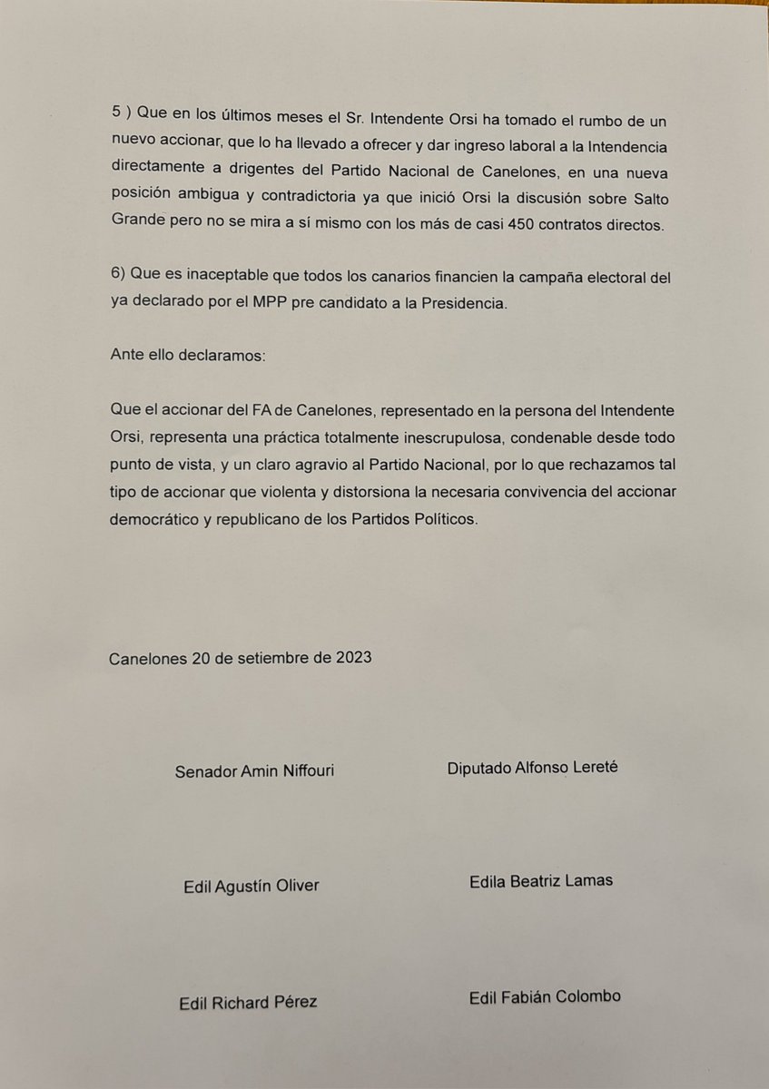 Asumimos el error.  ¿Ahora, quien nos critica (FA, MPP) sabe que el intendente de Canelones colocó a 450 personas en forma directa en cargos de confianza? La lista 400 no se calla.