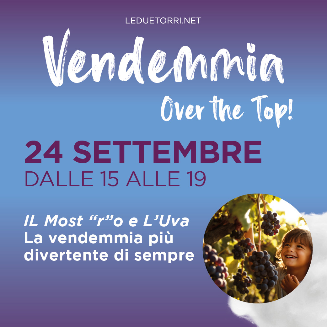 Le_Due_Torri's tweet photo. Il 24 settembre, dalle 15 alle 19, i vostri bimbi sono invitati a Le Due Torri per una vendemmia davvero unica! 🍇
Un pomeriggio pieno di sorprese e divertimento! Scopri come si raccoglie l'uva e partecipa alla pigiatura tradizionale in uno spettacolo emozionante ✨ https://t.co/0NI5zKWoJ8