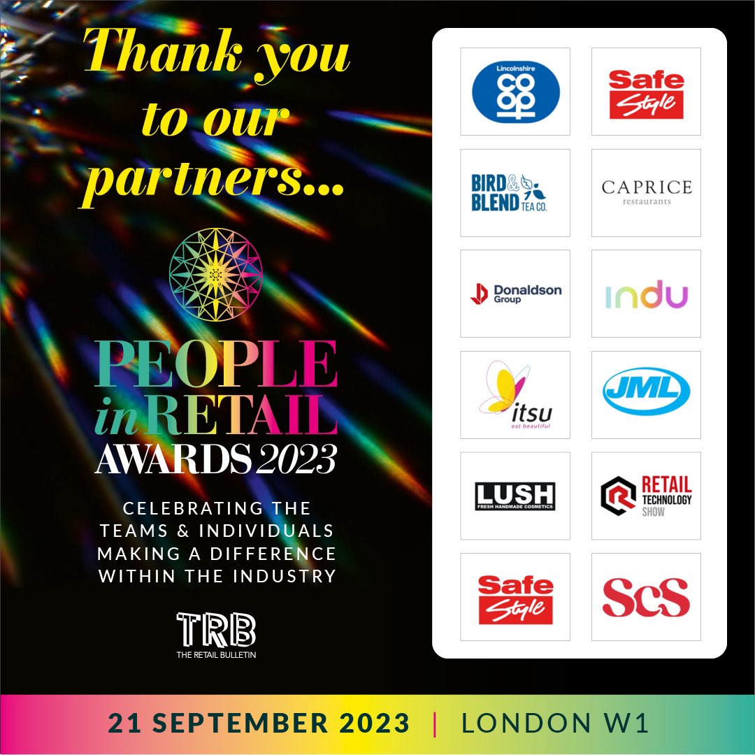 RetailBulletin's tweet photo. Less than 24 hours to go until
PEOPLE in RETAIL AWARDS!
Thanks to all our eminent judges and retail partners who've joined us from the start on this incredible journey. We can't wait to see you, and celebrate with you at tomorrow's party! 🥳 #PiRA23 #PeopleinRetailAwards https://t.co/a6T64pAmqN