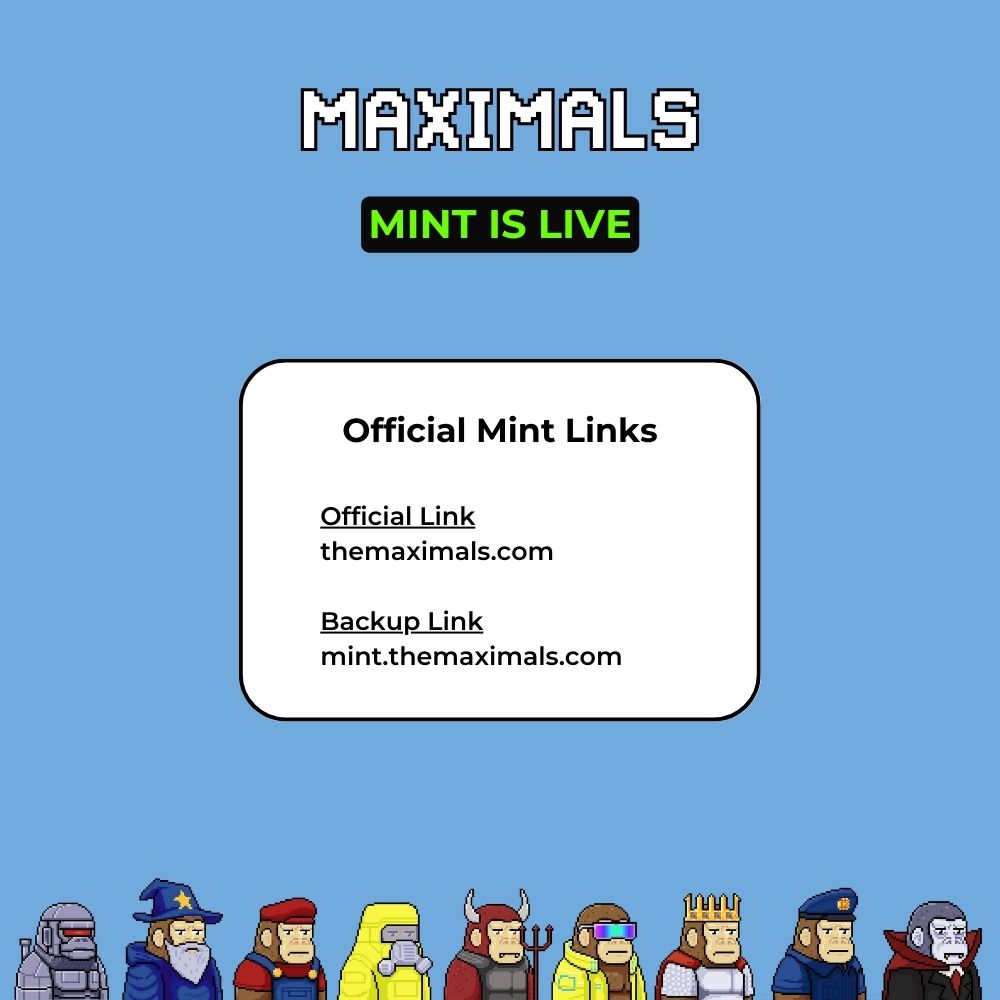 TheMaximals's tweet photo. Mint is live

Mint Link : https://t.co/OviXFsFpdw
Backup Link : https://t.co/ovUsDYKOca

Whitelist window - 2 Hrs

- Top 10 holder rewards announcement after mint
- Those who mint and don't list rewards announcement soon