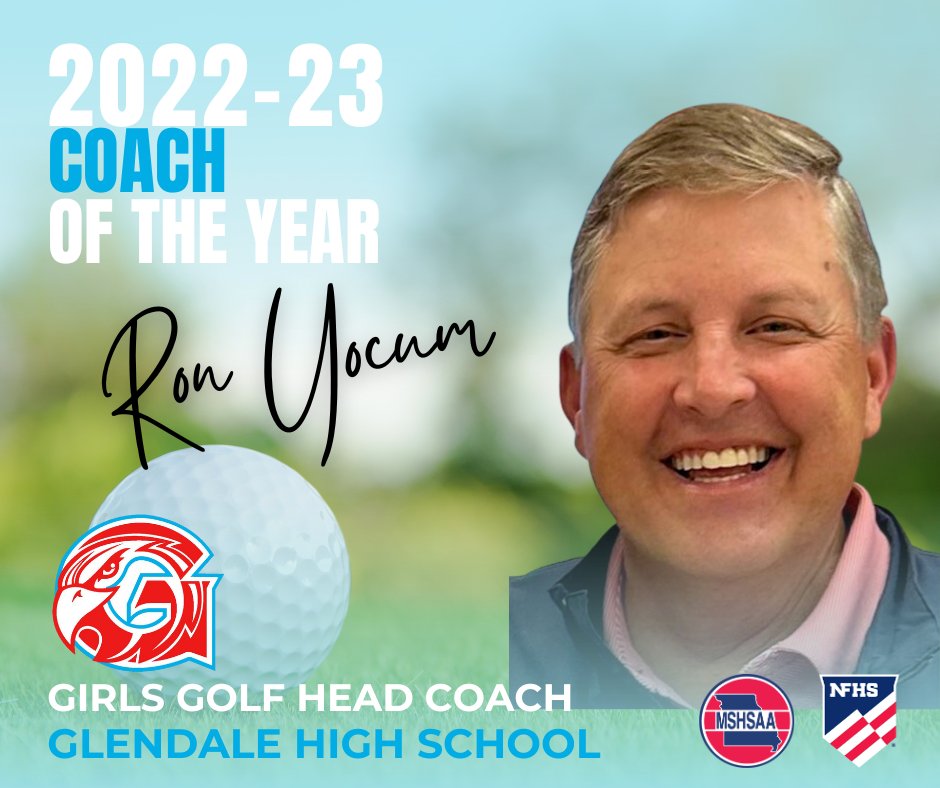 MSHSAAOrg's tweet photo. Congratulations to Head Coach Ron Yocum for being named the 2022-23 Girls Golf Coach of the Year! Ron has a long and rich history influencing young athletes, he has also served as a Golf Advisory member and Tournament Manager. @FalconsGlendale https://t.co/3vd20FuCRU