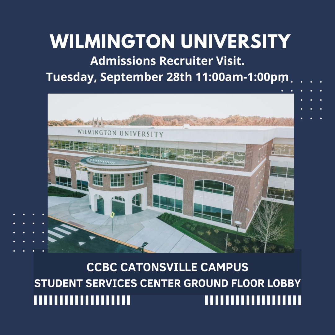 CCBCTransfer's tweet image. Wilmington University to visit Catonsville. Thursday, Sept 28th 11am-1pm. SSRV Lower Lobby.