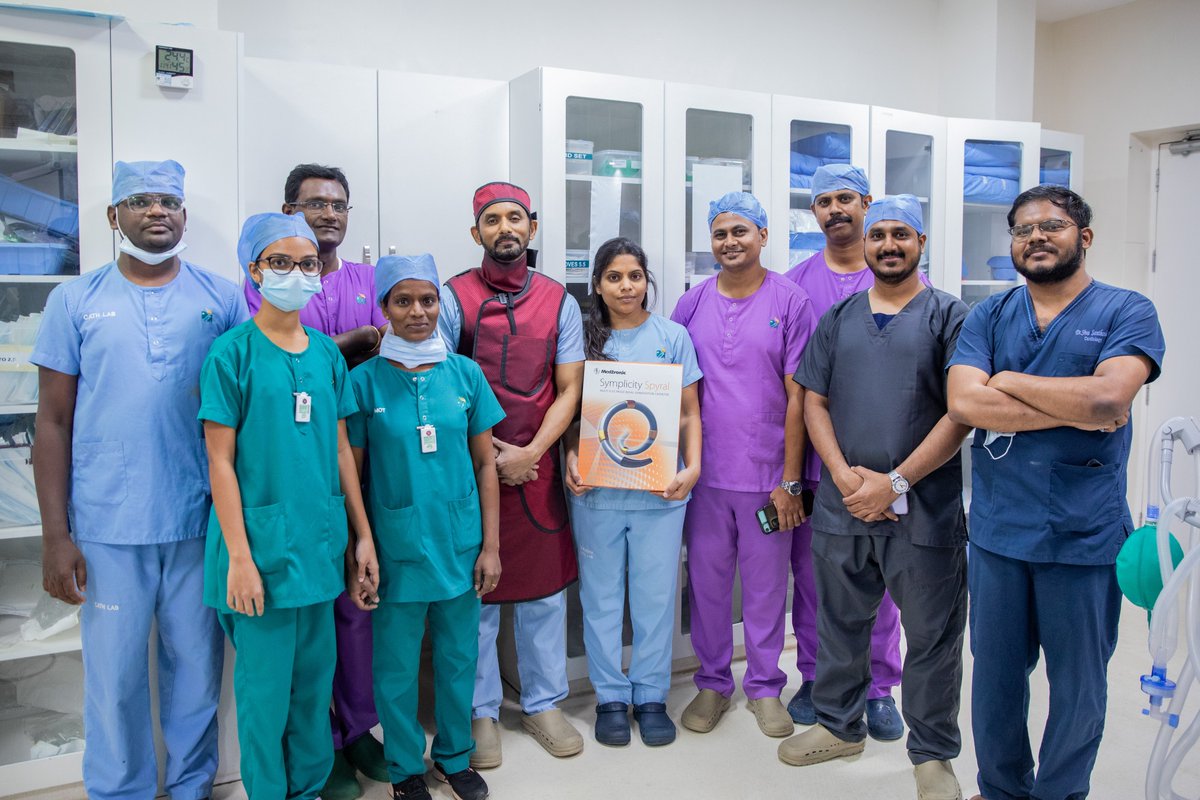Tamilnadu's first renal denervation (RDN) for uncontrolled BP (on 6 drugs) with Simplicity Spyral catheter in a 73 yr old lady- Apollo Main Hospital, Chennai on 19 Sept 23. 
#Hypertension #bloodpressure #ablation