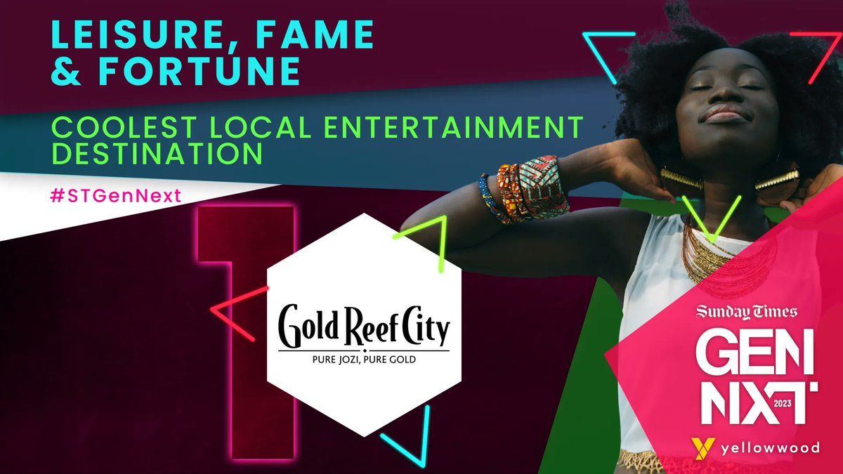 ArenaEventsZA's tweet photo. Coolest Local Entertainment Destination 🎢 - Winner - Congratulations to @GoldReefCitySA #STGenNext https://t.co/VBlCvhDhze
