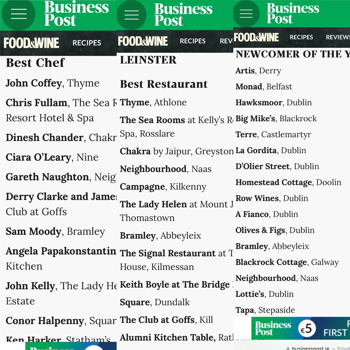 I still can’t quite believe we’ve been shortlisted for 3 awards! & such incredible restaurants/chefs we’ve been listed with  @foodandwineireland @businessposthq thank you!  So proud of our little team & what they’ve achieved in our first 4 months #bramleyabbeyleix  #simplethings