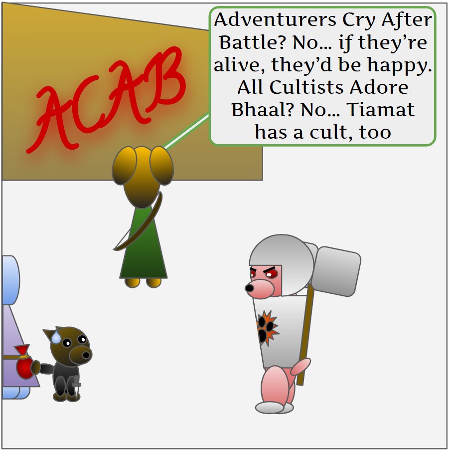 AmberAndPorter's tweet photo. ACAB

#dungeonsanddragons #dnd #dogs #comics #webcomic #comicstrip #fantasy #bg3 #BaldursGate3 https://t.co/VrwgJ9nhY8