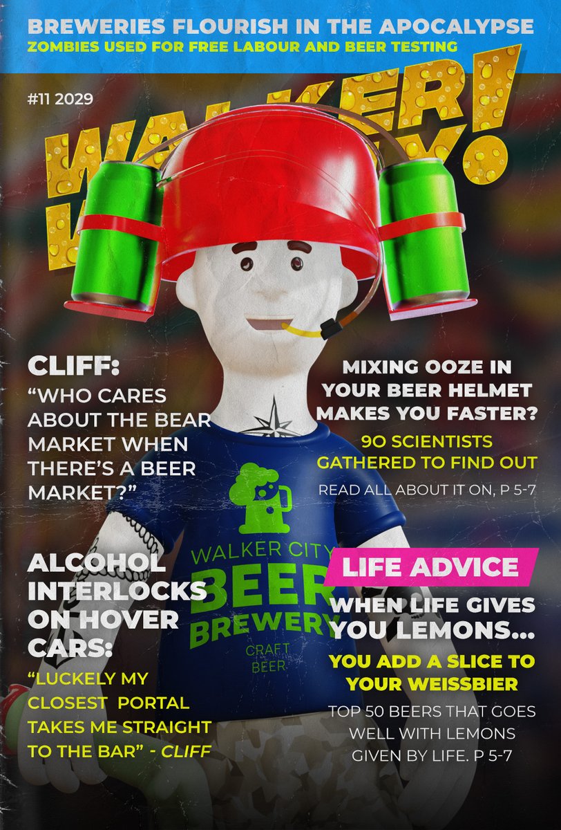 walkerworld_'s tweet photo. 🪖🍺It’s unlikely holders of this trait are sober enough to be capable of reading!
But if they are, what better issue to read than the Beer Helmet Special!🍻
Found in an abandoned bar in Walker City…🍸🌆
#ExploreWalker #Gaming #Lore https://t.co/hQPRed33Mg