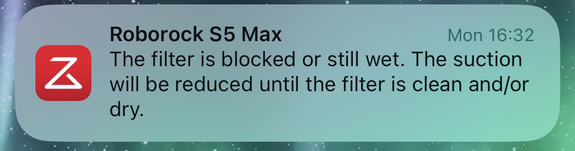 IrishGooner's tweet image. @roborockglobal I continuously get this error message on my Roborock S5 Max - despite the filter not being blocked or wet. Is there any firmware update or resolution possible?!

#Roborock #RoborockS5Max #FilterBlockedOrWet