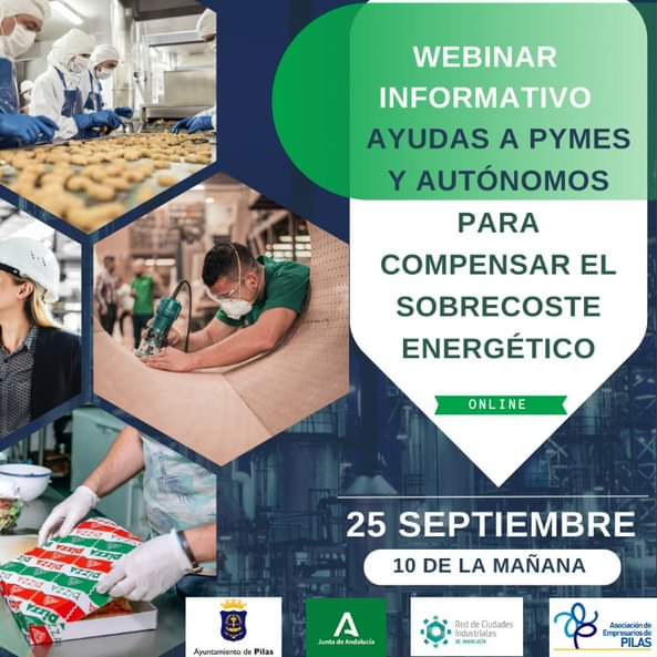 AsocEmpPilas's tweet photo. El próximo lunes, 25 de septiembre a las 10.00 horas, el Ayuntamiento va a ofrecer un webinar informativo sobre las ayudas a pymes y autónomos de la junta de Andalucía para compensar el sobrecoste energético.

Las personas interesadas pueden inscribirse ..... https://t.co/yKqRmRCtvH