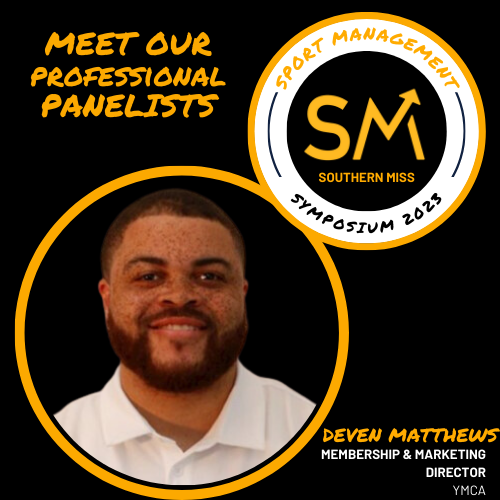 SouthernMissSM's tweet photo. Meet one of our professional panelists:

Deven Matthews is currently working as the membership &amp; marketing director for Gulf-Coast YMCA.

There is still time to register.
https://t.co/spHFPdcUW0 https://t.co/J2bCBHyUIx