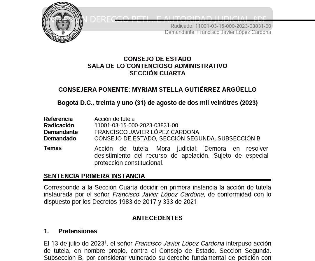 JurisprudenCol's tweet image. No son derechos de petición las solicitudes presentadas ante un juez de la República que versen sobre un proceso judicial.

La jurisprudencia constitucional ha insistido que las reglas del derecho fundamental de petición no son aplicables cuando se le solicita a un servidor de la…