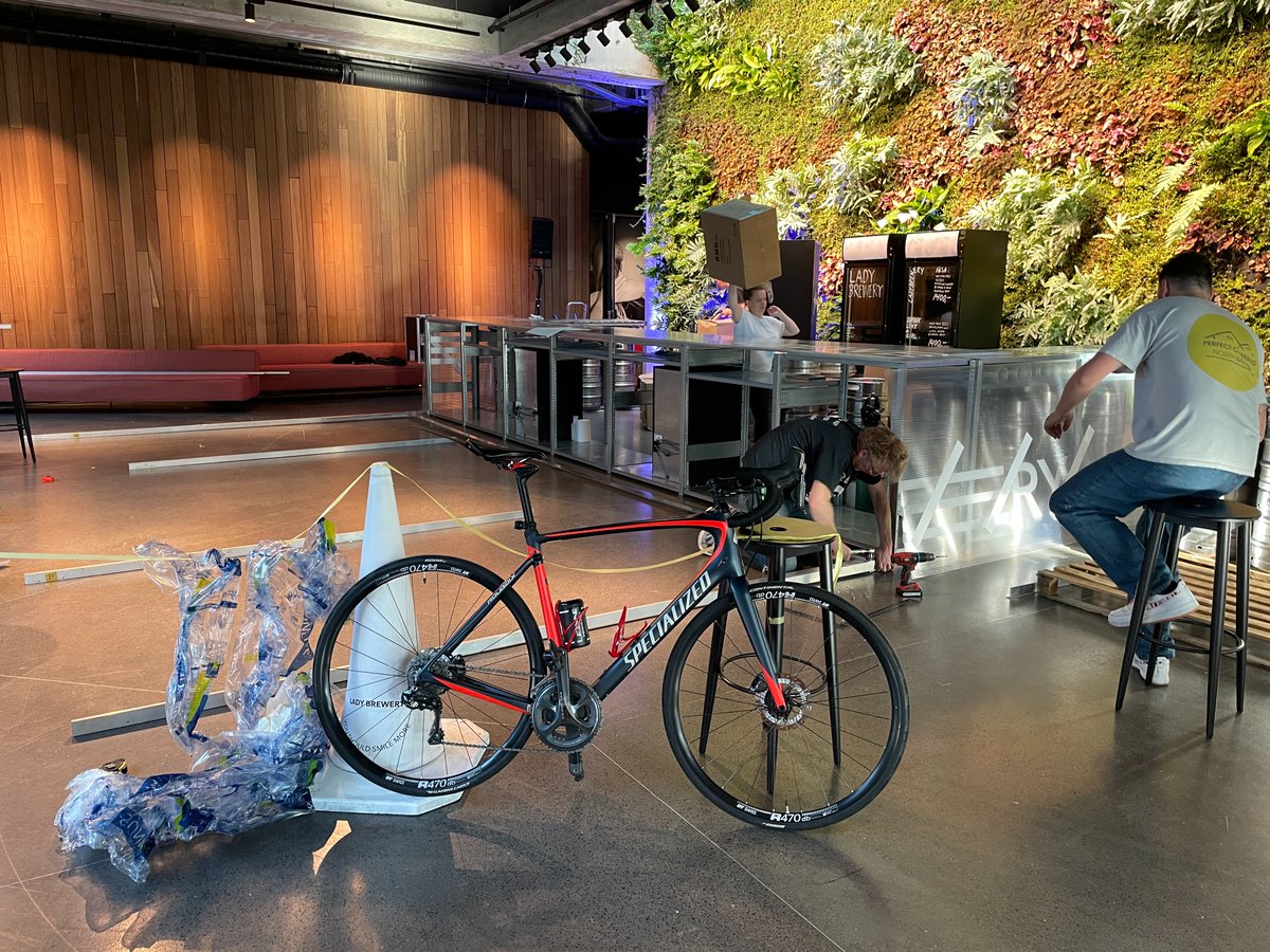 CCP_Explorer's tweet image. I am a simple person with simple needs and so I thought that Lady Brewery would just bring a few kegs and a tap to Gróska for EVE Fanfest's Day 0. I found out when biking home that they had been working all day to build a full popup bar and they have *pallets* of beer kegs.