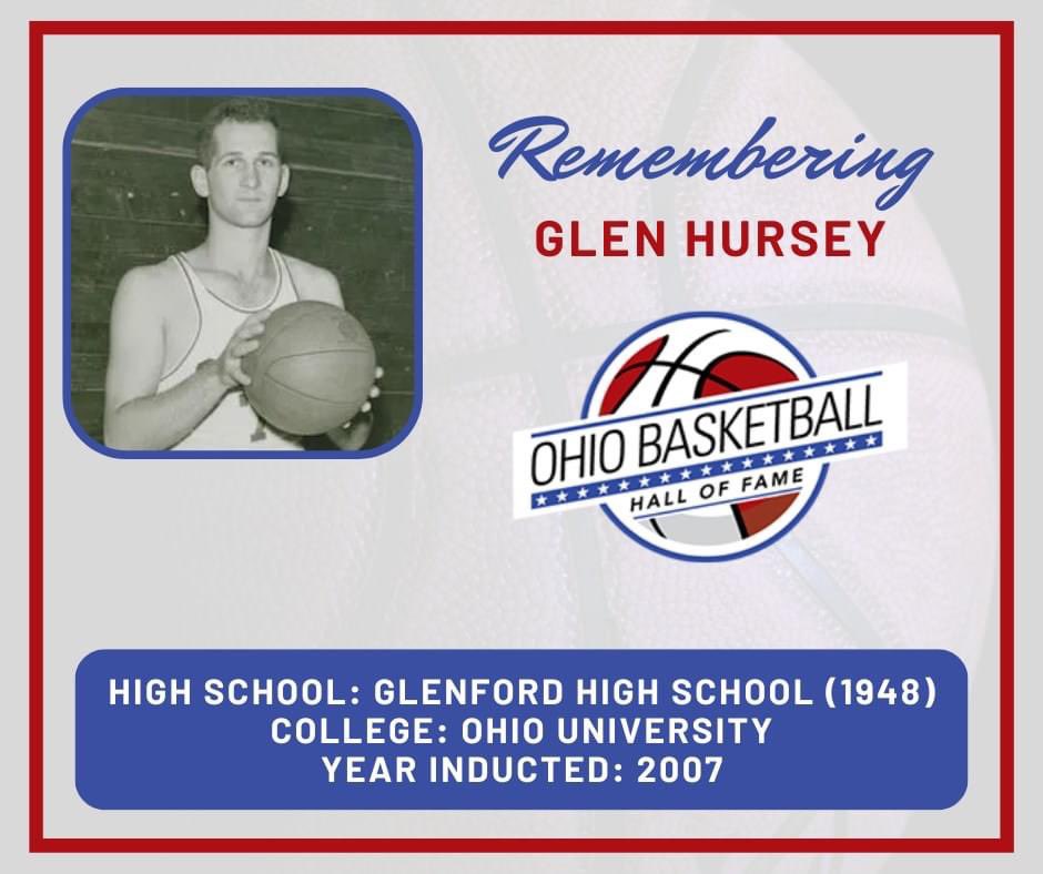 🎂 | Remembering Ohio Basketball Hall of Fame Inductee Glen Hursey!

Glen went to Glenford High in Perry County and was an All-Ohio player for three years, graduating in 1948 as Ohio's all-time high school leading scorer, with 2431 total points. 

📰: shorturl.at/awCQR