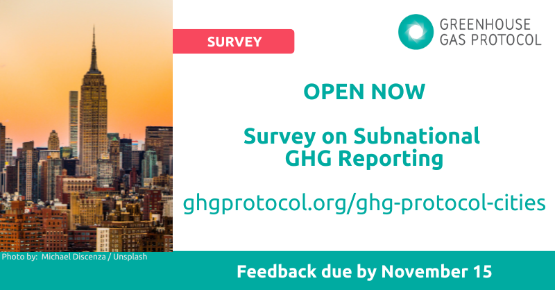 GHG Protocol (@ghgprotocol) on Twitter photo The GPC Secretariat, <a href="/WorldResources/">World Resources Institute</a>, <a href="/c40cities/">C40 Cities</a>, and <a href="/ICLEI/">ICLEI</a>, are seeking feedback on the GHG Protocol for Cities. The survey is open now until 11/15 - survey form and more information can be found here: ghgprotocol.org/blog/seeking-f… The GPC Secretariat, <a href="/WorldResources/">World Resources Institute</a>, <a href="/c40cities/">C40 Cities</a>, and <a href="/ICLEI/">ICLEI</a>, are seeking feedback on the GHG Protocol for Cities. The survey is open now until 11/15 - survey form and more information can be found here: ghgprotocol.org/blog/seeking-f…